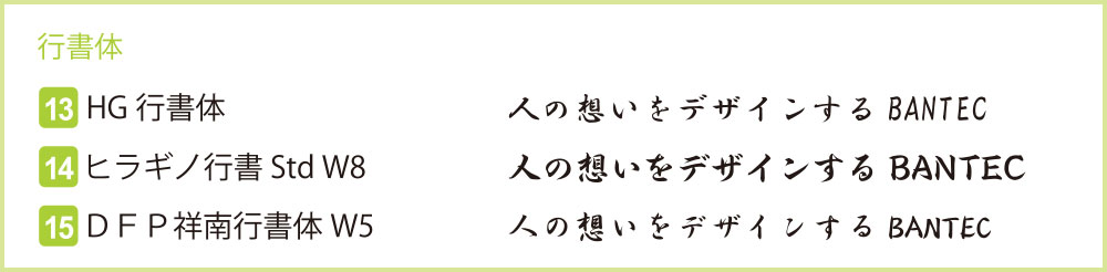 書体サンプル 行書体